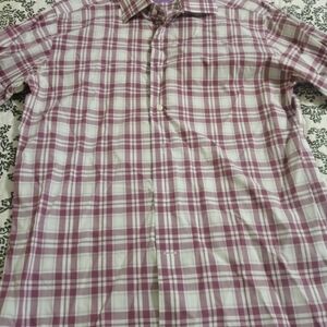 Lorenzo Uomo Men's Checkered Shirt - Burgundy and White